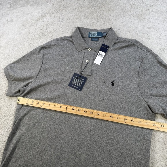Polo Ralph Lauren Shirt Mens Large Grey Interlock Custom Fit Pony Cotton NEW - Picture 5 of 8